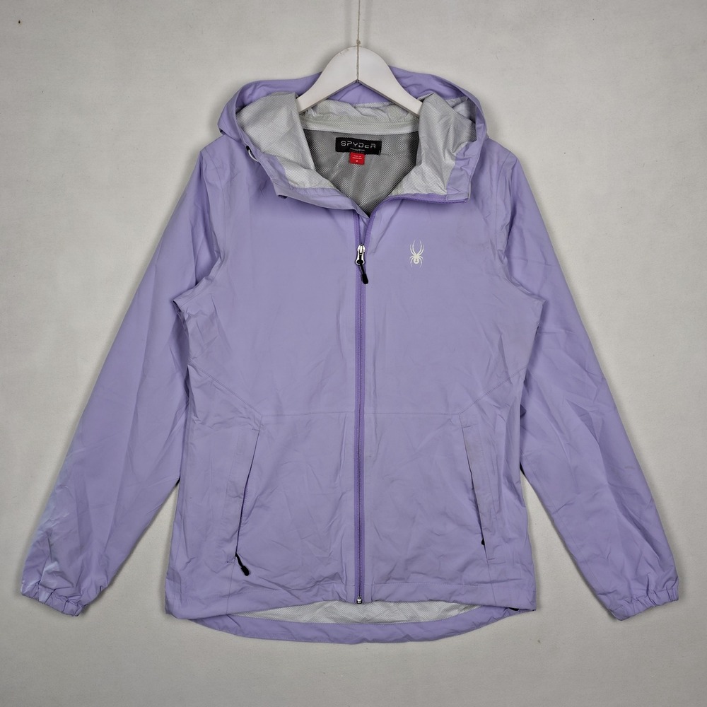 Spyder Womens Hooded Windbreaker Jacket Purple Lavender Full Zip Mesh Lined M